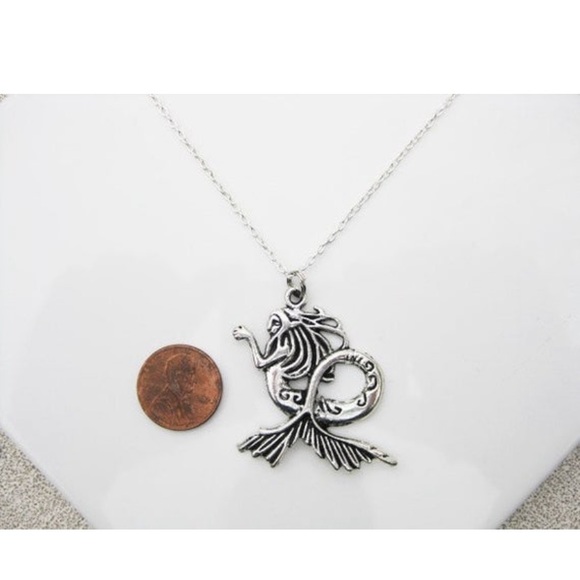 Silverplate mermaid necklace, handmade - Picture 3 of 4